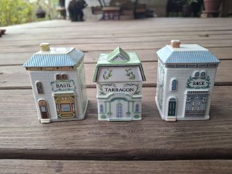 1989 Lenox Village Spice Jars Basil Tarragon Sage