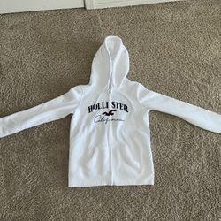 White Hollister Zipper Hoodie: Adult S