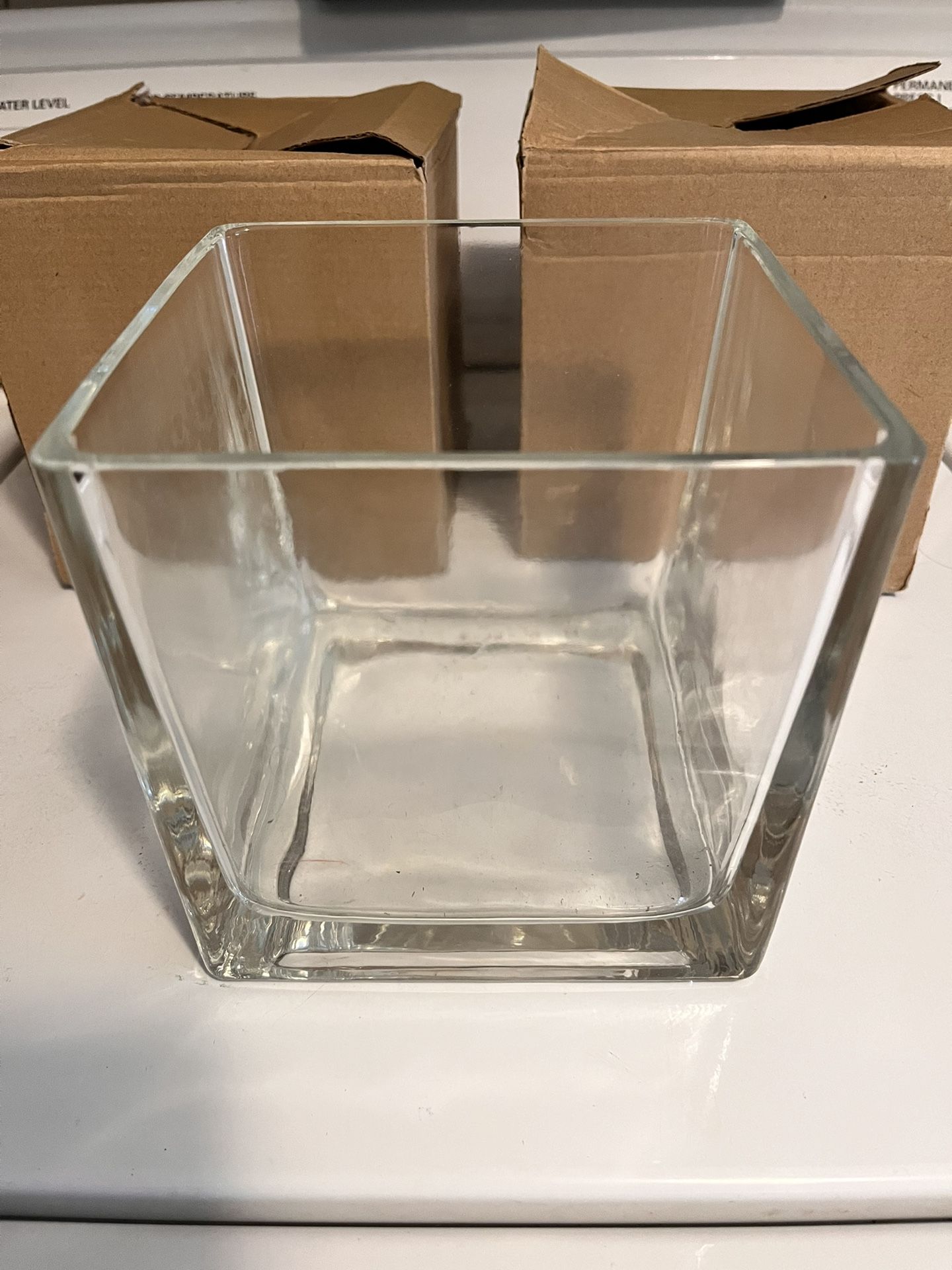 3 Clear Glass Square Vase Centerpieces
