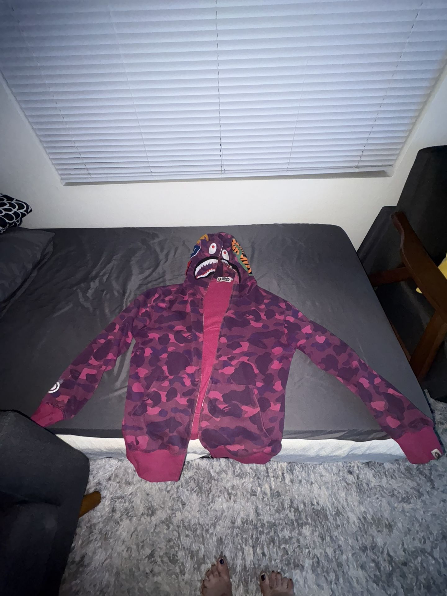 BAPE Camo Shark Full Zip Purple Hoodie