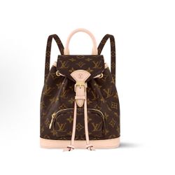 LOUIS VUITTON Montsouris Letter Logo Drawstring Opening Monogram Coated Canvas Backpack Mini Women's Brown（s买家3）