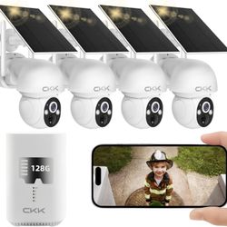 Wireless Solar Security Cameras Kit with 4Pcs Cameras,2-Way Audio,128G Storage