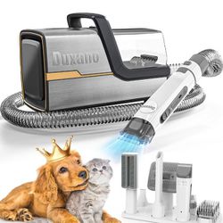 DUXANO Dog Grooming Kit, Multi-Functional Hair Trimmer & Vacuum, 15KPa Powerful Suction, Stainless Steel, Low Noise, Adjustable Settings, Easy to Clea