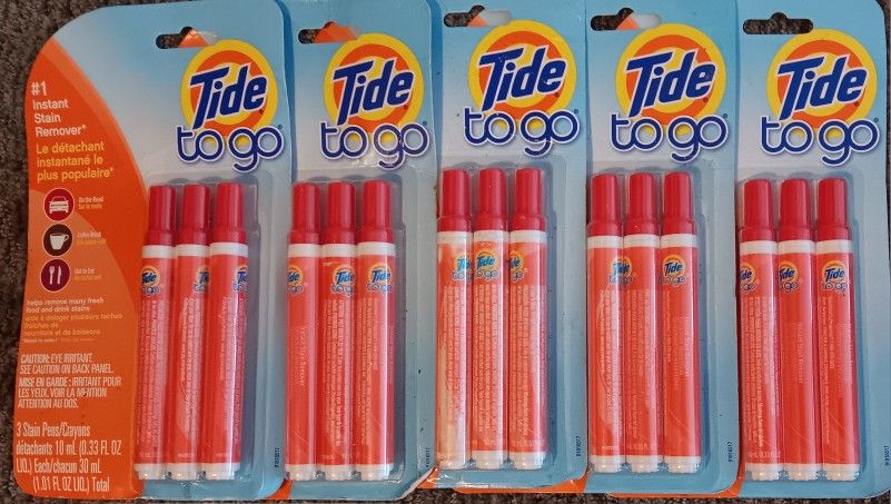 5 Packs Of 3 Tide To Go Stain Removal Pen