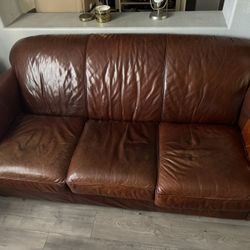  Brown Cognac Tan   Set of  4 Leather Couches 