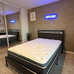 Full size bed frame and mattress