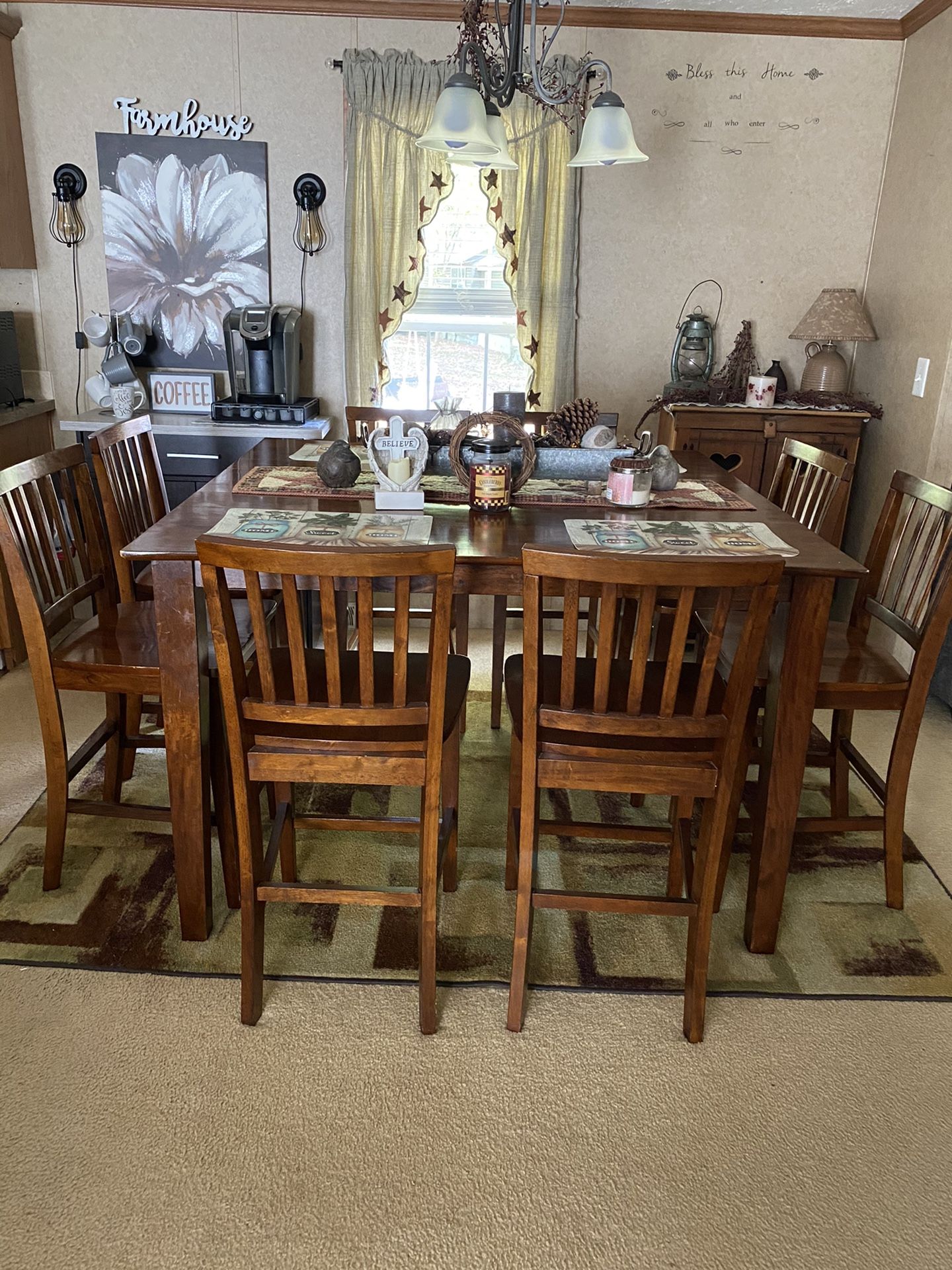 Large Square Kitchen Table , Seats 8 People ,  Very Nice And Sturdy 
