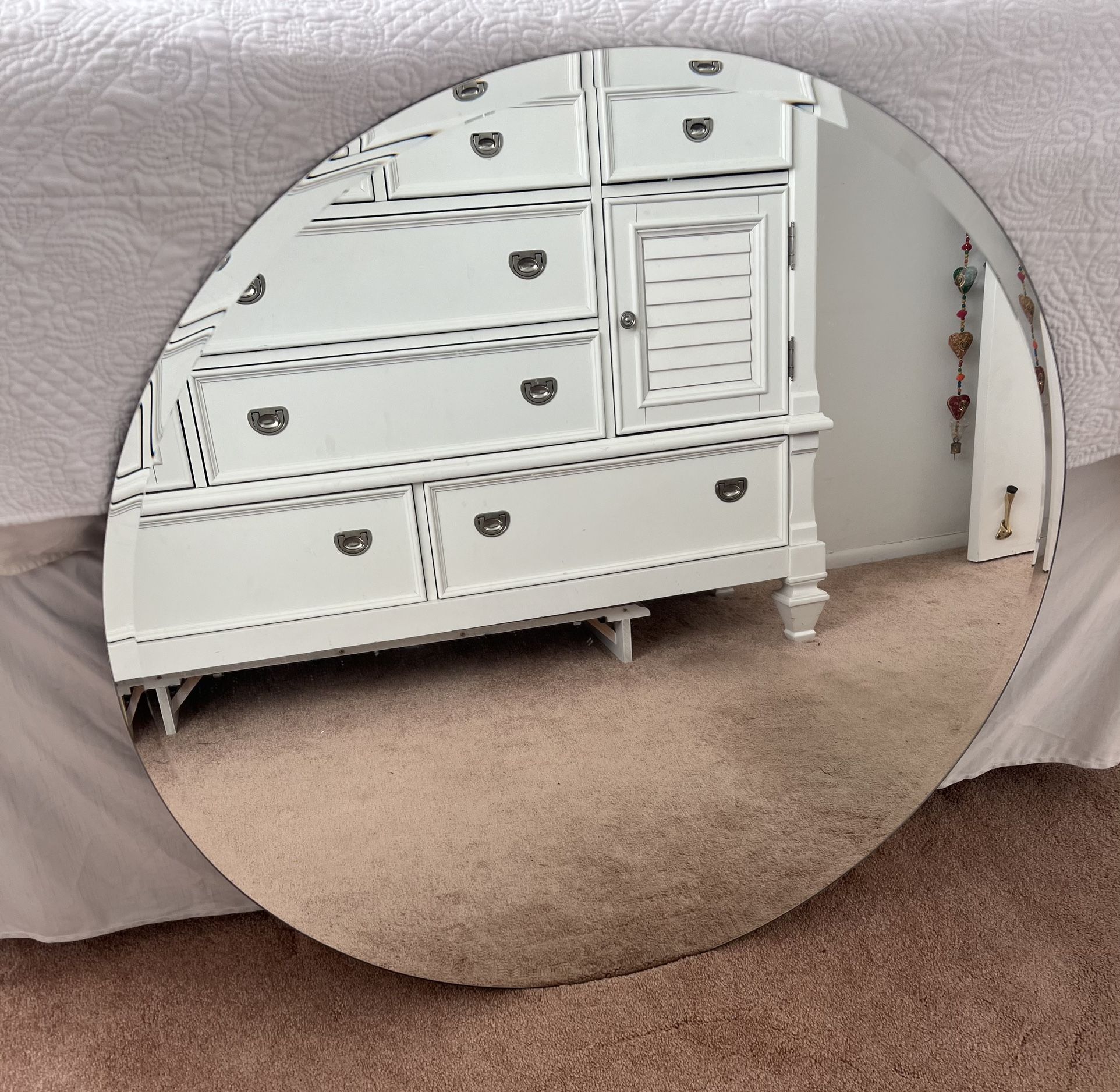 36” Diameter Wall Frameless Round Beveled Edge Bathroom Vanity Mirror