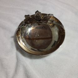 Antique Metal Christmas Holly Bowl