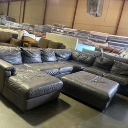 Leather Sectional With Ottoman 