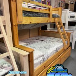 Twin Full Litera Bunk Bed With Mattresses Trundle New Colchones 