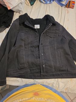 Old Navy Black Denim Sherpa Jacket