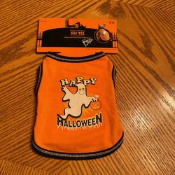 (New)  Happy Halloween Dog Tee w/Ghost  (XXS)