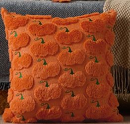 2 Fall Pillow Covers 18x18 Set of 2 Fall Decorations Autumn Beige Big Pumpkin Throw Pillow Cases Soft Plush Faux Fur Wool Couch Cushion Case for Chair