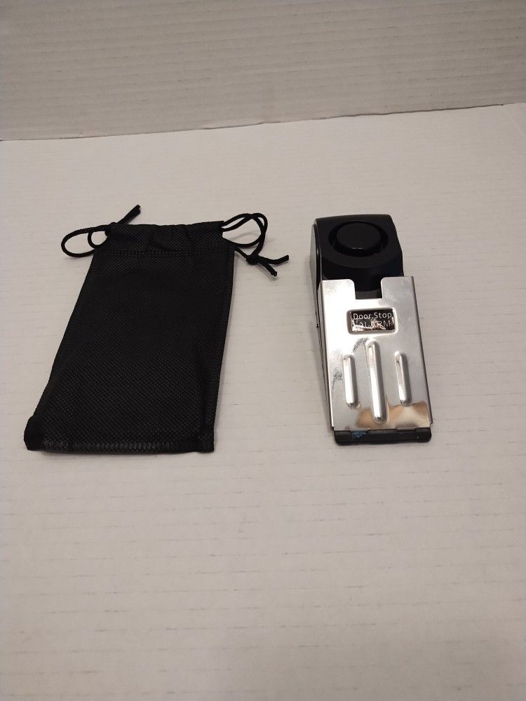 Door stop alarm black with silver metal stop cover