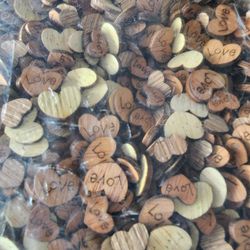 Bag Of Small Wooden Love Hearts Thumbnail