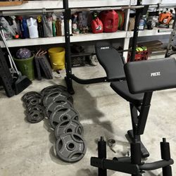 Olympic Weight Bench w Legs,Inclines,Declines/240 LBS Olympic Plates,45 LB Bar 