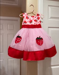 Strawberry toddler girl tulle dress