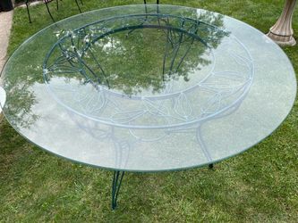 Round Glass Top Wrought Iron Patio Table