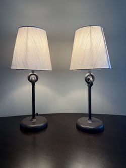 Pair of Black Metal Table Lamps
