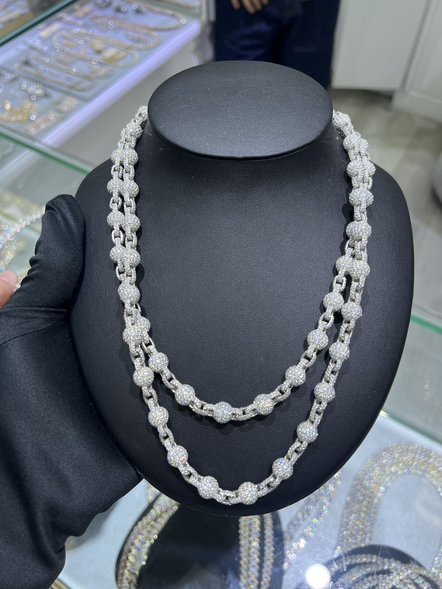 VVS Lab Moissanite Ball Chain / Bead Chain / Rosary Chain, Passes Diamond Tester β