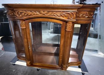 Ornate Carved Wood Display Cabinet