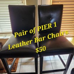 Pair of leather Pier One bar chairs $50