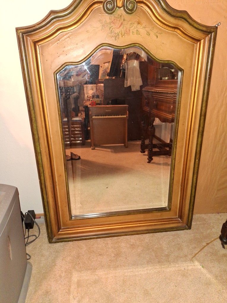 45x29.5 Gold Frame Beveled Heavy Wood Mirror From Carriage House