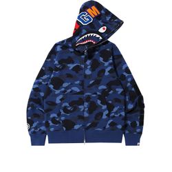 EXCLUSIVE 2020 BAPE Color Camo Detachable Shark Full Zip Hoodie 'Blue'