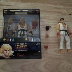 Jada toys white shirt Ken open box & ryu loose w/ accessories