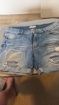 Light Wash Distressed Denim Shorts
