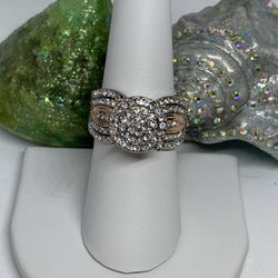 Stunning 2 Tone Cocktail Ring Size 8 For Only $9