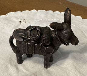 Cast Metal Packed Mule Figurine.