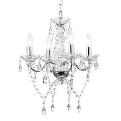 LaLuLa Chrome Chandelier Modern Mini Acrylic Crystal Chandelier Lighting 4 Light Candle Style Chandeliers for Dining Room