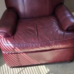 Burgundy Oversized Comfy Chair Leather