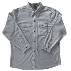 EDDIDE BAUER Men's Fleece Shirt Size 3XL Long Sleeve Light Gray Stripe Casual
