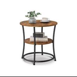 Round End Table with 2 Shelves