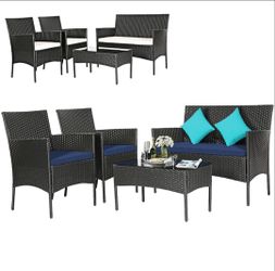 4 piece Patio set rattan wicker furniture table chair loveseat