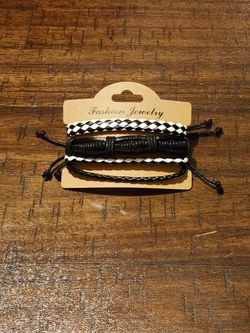 3 Pack Leather Bracelets 