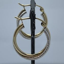 10K Gold 2 Tone Fancy Earrings. New