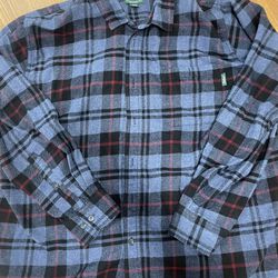 Woolrich Flannel Shirt Men 3XL Plaid Button Up Long Sleeve Blue Black
