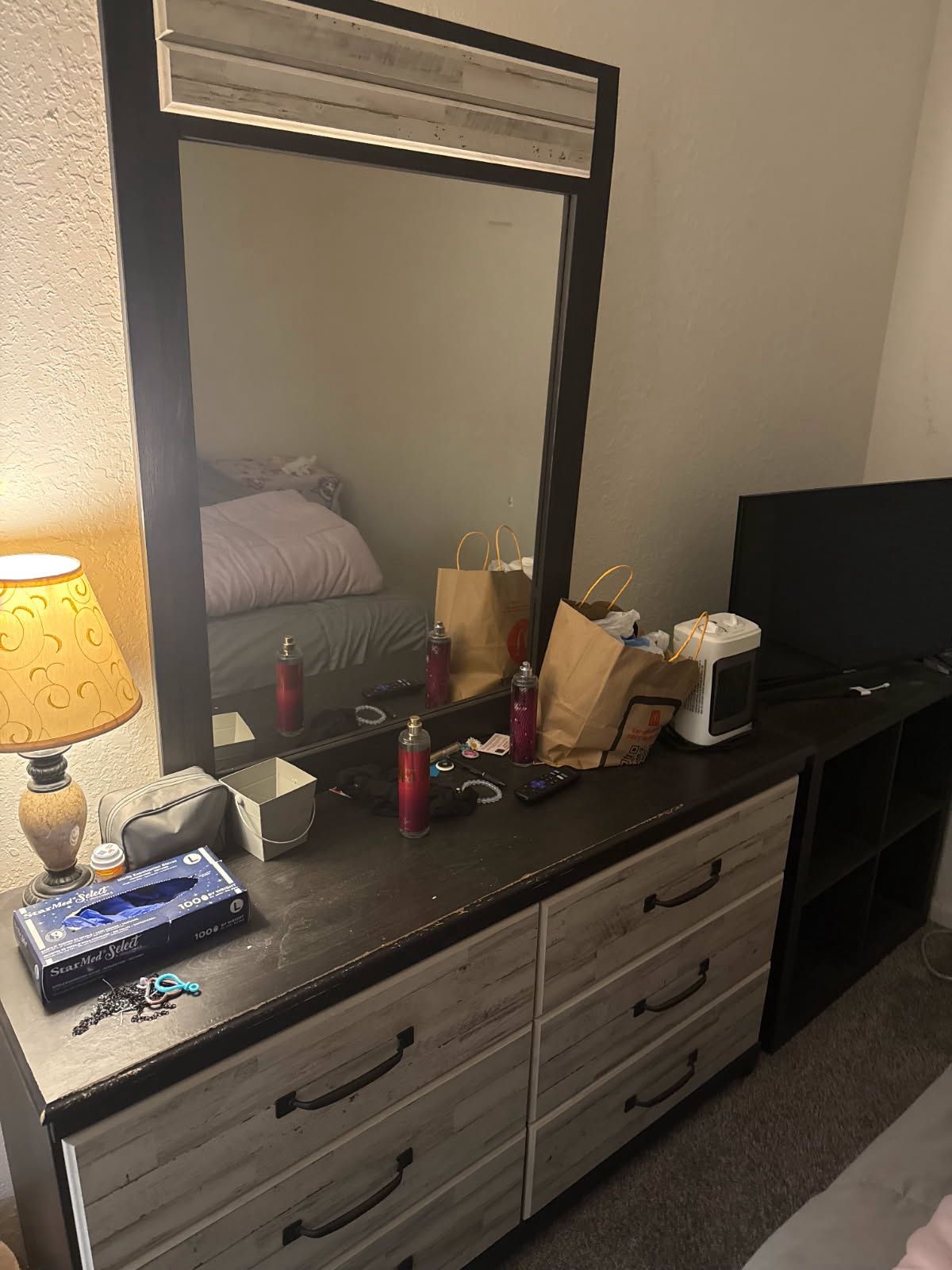 Queen Bedroom Set + TV Stand – $300 OBO (Must Bring Truck)