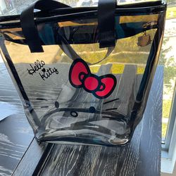 NEW CLLEAR HELLO KITTY TOTE 
