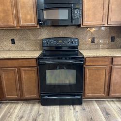 GE Black Appliances (Electric Range, Dishwasher, Microwave)