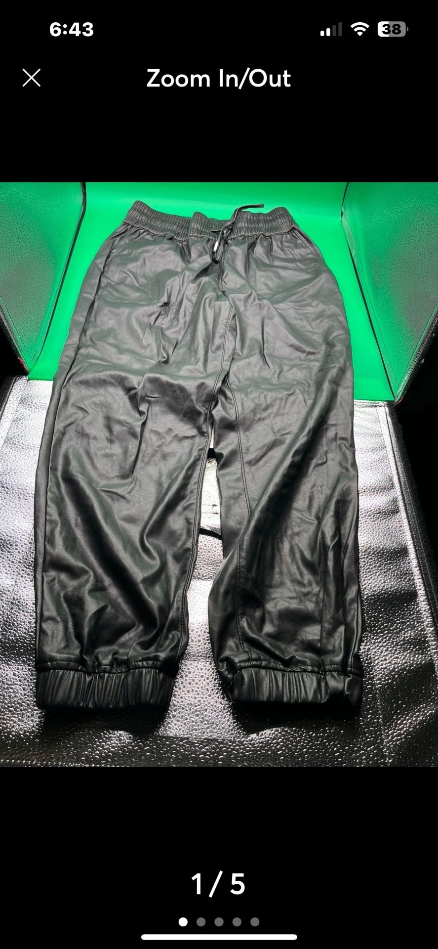 Blank NYC Black Widow Faux Leather Joggers Size Medium 