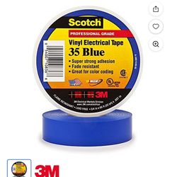 Scotch 35 Vinyl Electrical Color Coding Tape, Blue (10 rolls)
