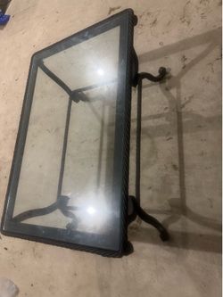 All metal glass table