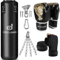 🥊Boxing/Punching Bag Set> 4FT Bag, 12OZ  Gloves & Chains