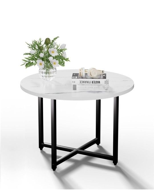 Round Coffee Table, Small Coffee Tables for Living Room, Low Wood Coffee Table with Metal Frame, Floor Table Desk for Sitting on The Floor, Home, Offi
