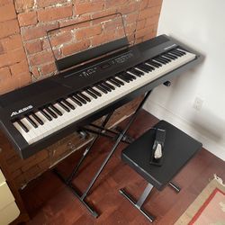 Alesis Recital Pro 88-Key Hammer-Action Digital Piano + Stand, Bench & Pedal – Excellent Condition!